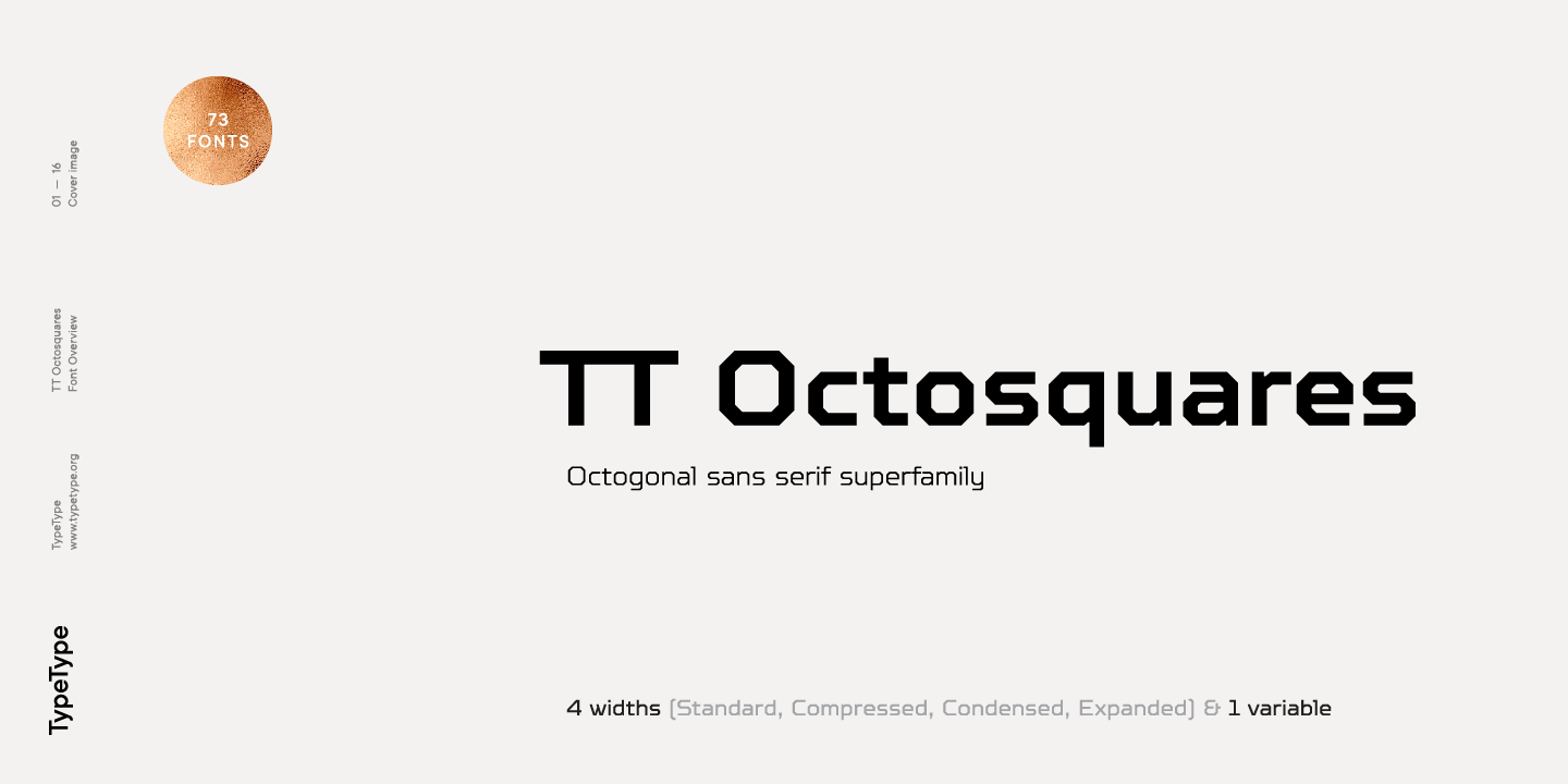 TT Octosquares Compressed Thin Italic Font