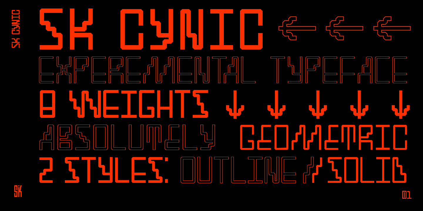 SK Cynic Light Outline Font